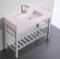 Pink Console Sink With Chrome Base, Modern, 40